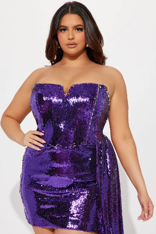 Alice Draped Mini Dress - Purple