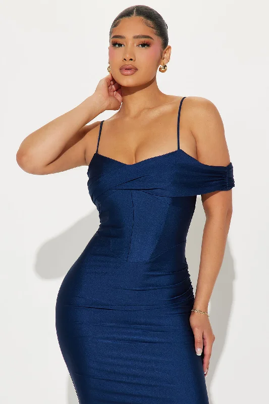 Ava Asymmetrical Mini Dress - Navy