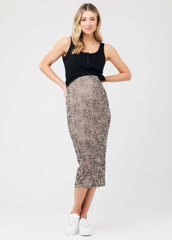 Leopard Mesh Maternity Skirt