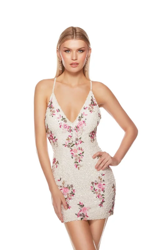 Alyce Short Beaded-Floral Homecoming Dress 84004