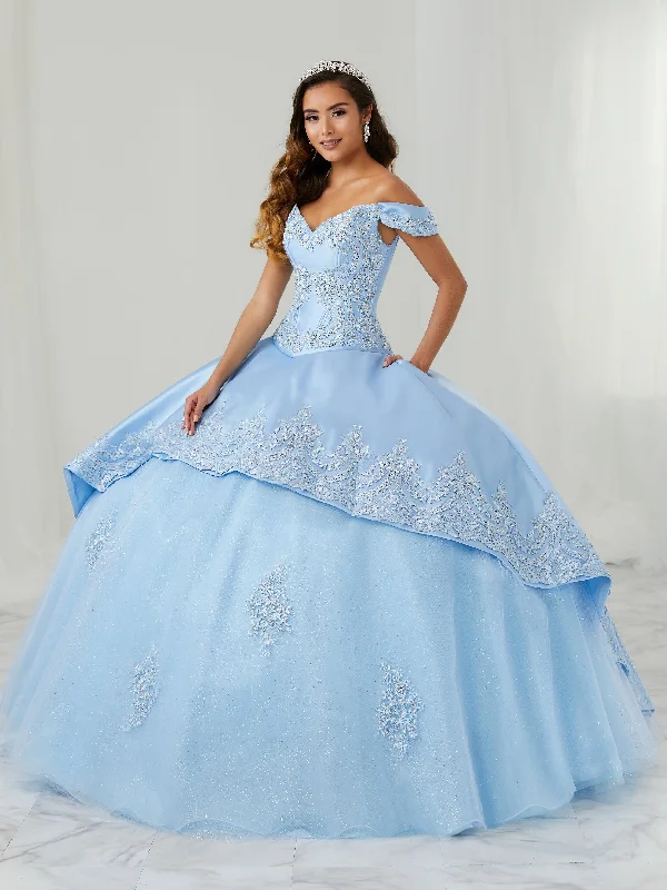 Beaded Off Shoulder Quinceanera Dress by LA Glitter 24086