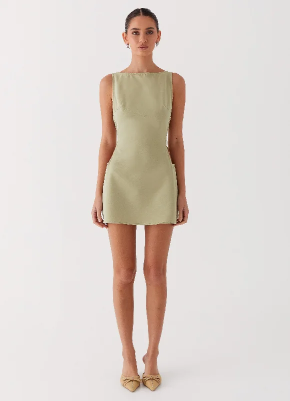 Cherish You Buckle Mini Dress - Olive