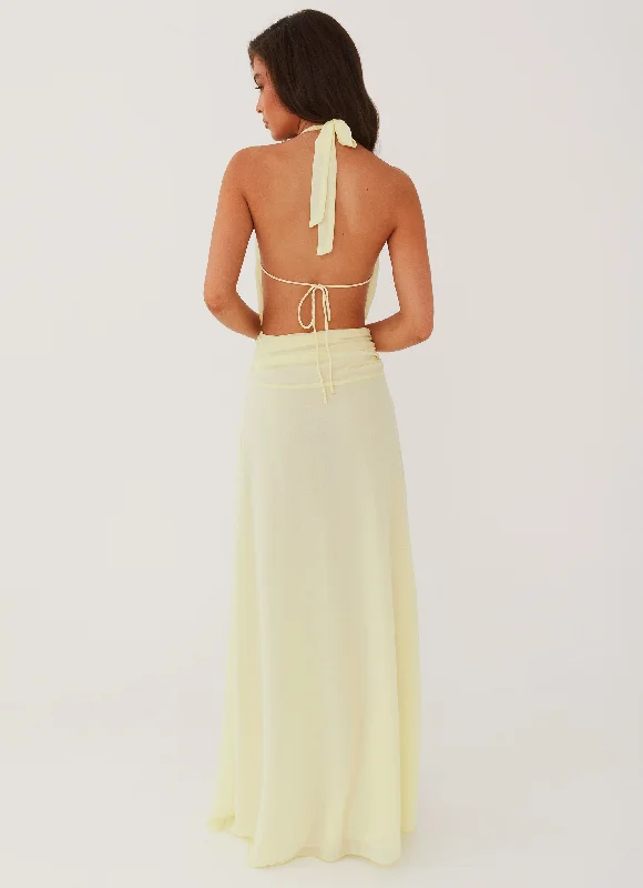 Elysia Chiffon Maxi Dress - Lemon