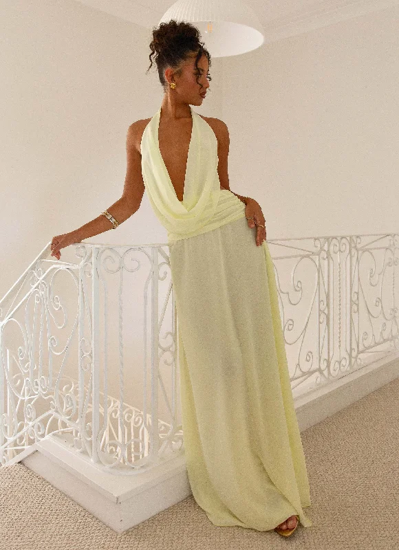 Elysia Chiffon Maxi Dress - Lemon