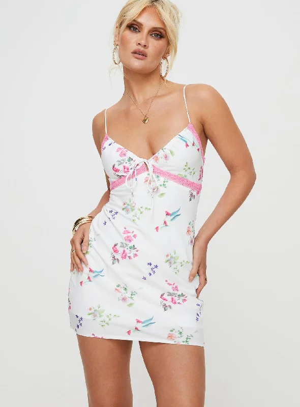 Emilee Mini Dress White / Floral