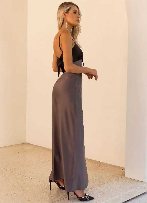 Flora Satin Maxi Dress - Steel Me Away