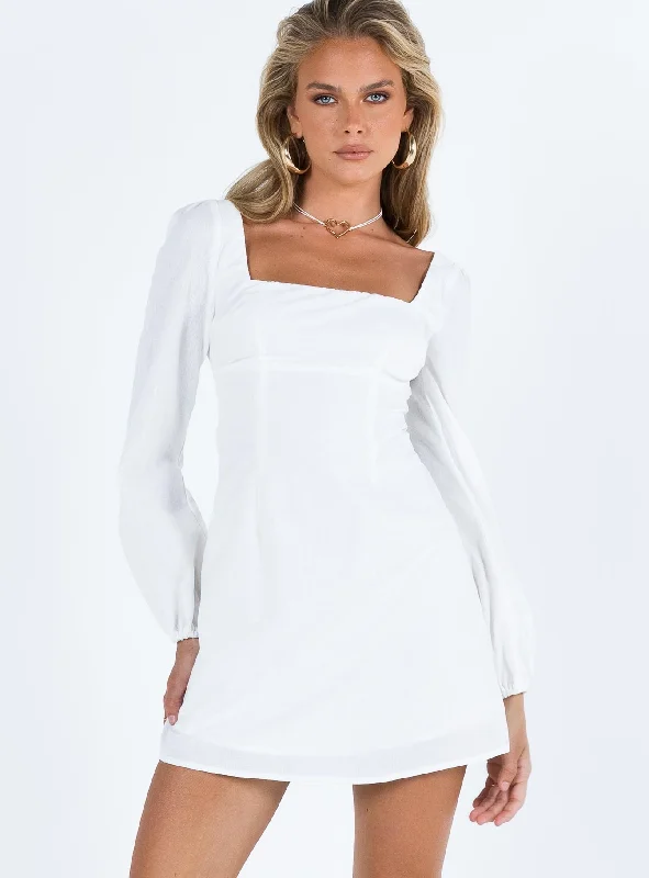 Hastings Long Sleeve Mini Dress White