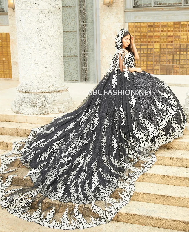 Hooded Cape Quinceanera Dress by House of Wu 26020C