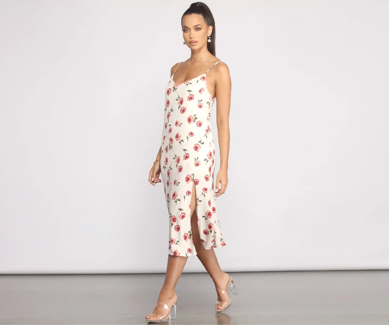 Keep It Rosey Slip Midi Dress