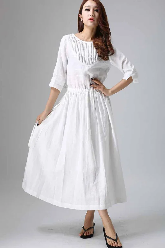 womne's long White maxi dress 0803#