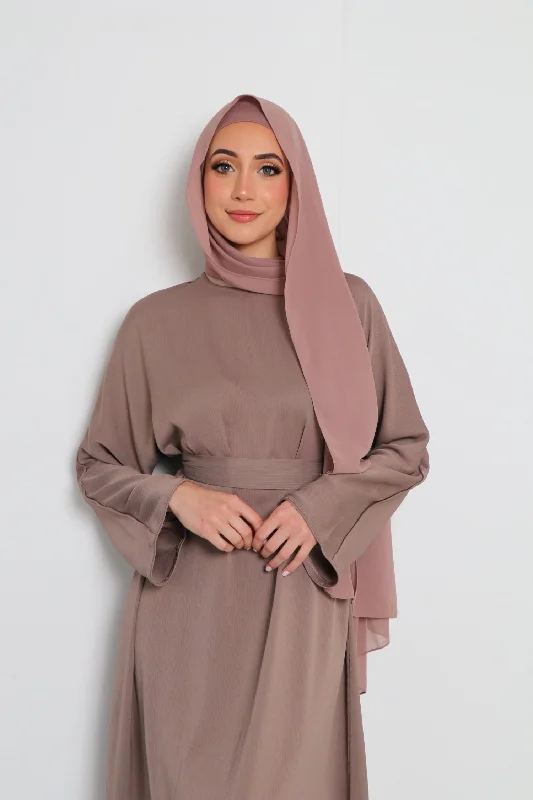 Rhea Textured Essential Closed Abaya- Mink