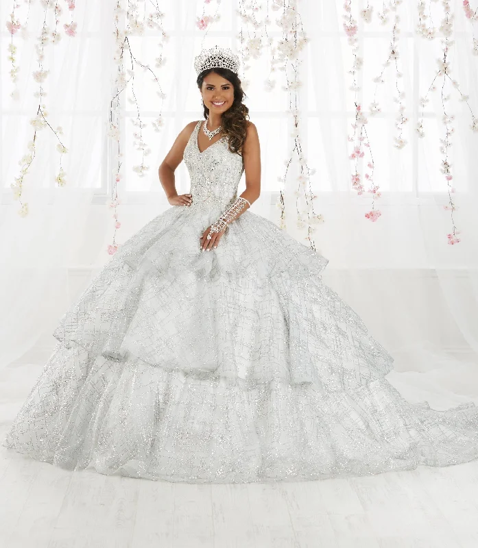 Sleeveless V-Neck Glitter Quinceanera Dress by House of Wu 26921