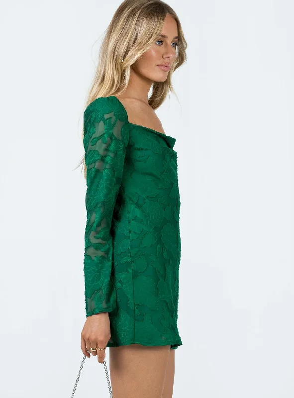 Star Power Mini Dress Forest Green