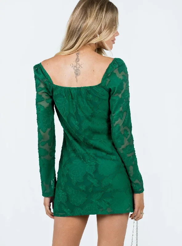 Star Power Mini Dress Forest Green