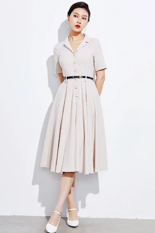 50s inspired swing shirt dress 2318#