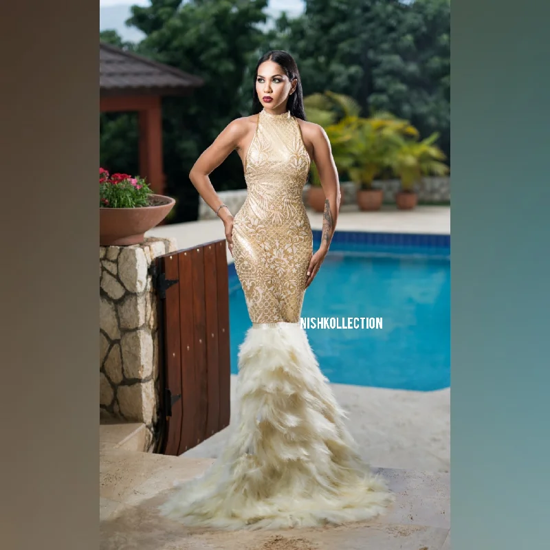 Bal-main feather mermaid gown