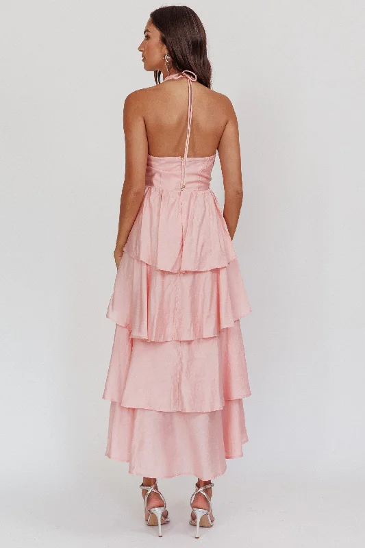 Catalina Tiered Ruffle Maxi Dress Dusty Rose