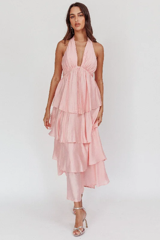 Catalina Tiered Ruffle Maxi Dress Dusty Rose