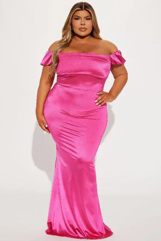 Chevelle Off Shoulder Gown - Fuchsia