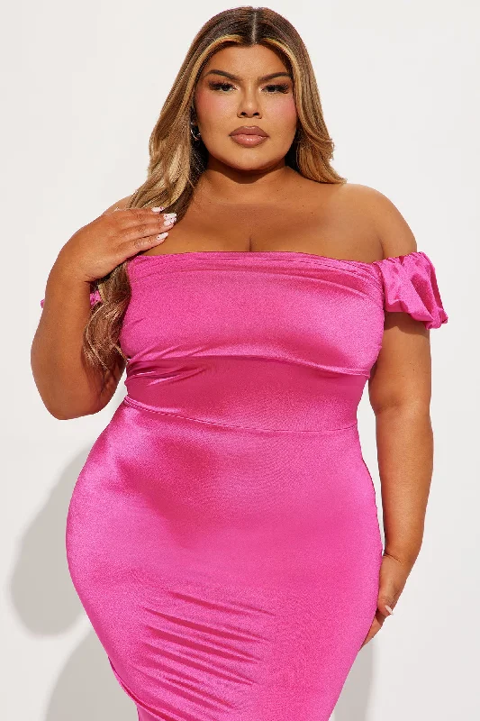 Chevelle Off Shoulder Gown - Fuchsia