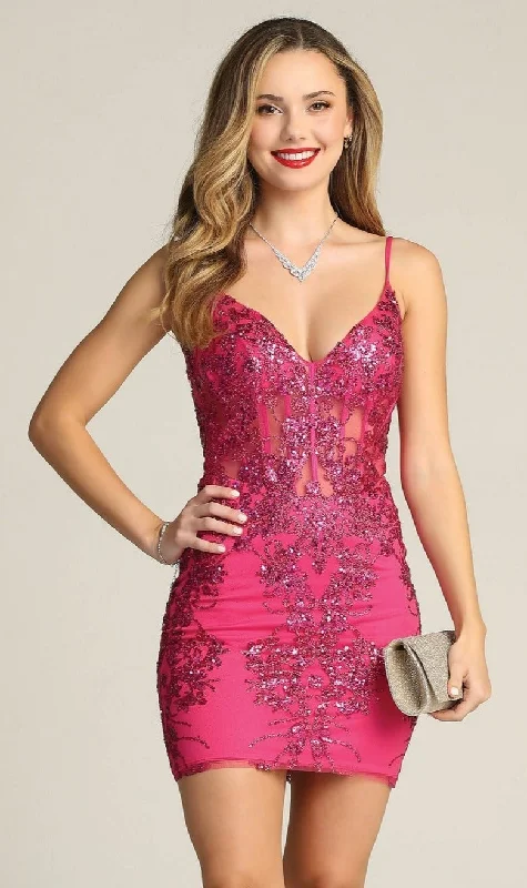 Sheer-Corset Short Glitter Homecoming Dress C814