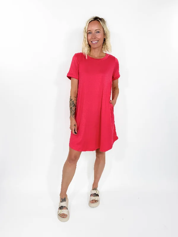 Classic Butter T-shirt Dress- CORAL-FINAL SALE