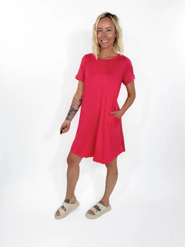 Classic Butter T-shirt Dress- CORAL-FINAL SALE