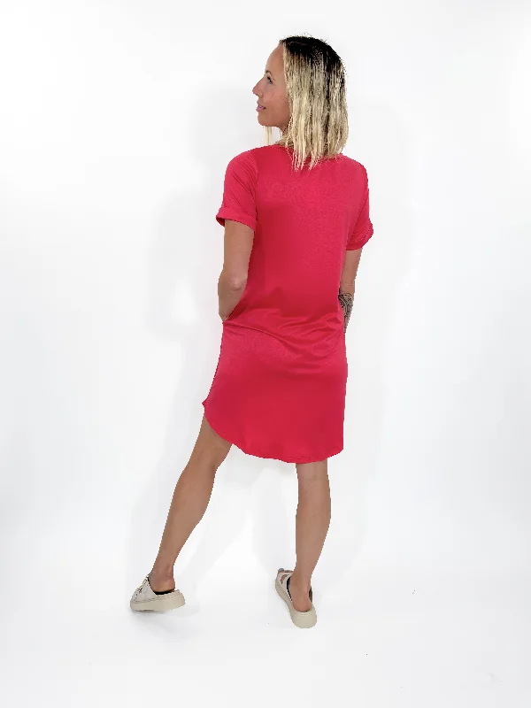 Classic Butter T-shirt Dress- CORAL-FINAL SALE