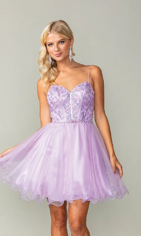 Lace-Up Short Babydoll Homecoming Dress 3352