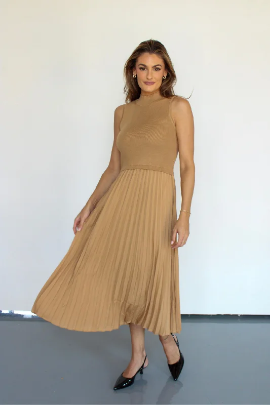 Early Riser Midi Dress In Tan