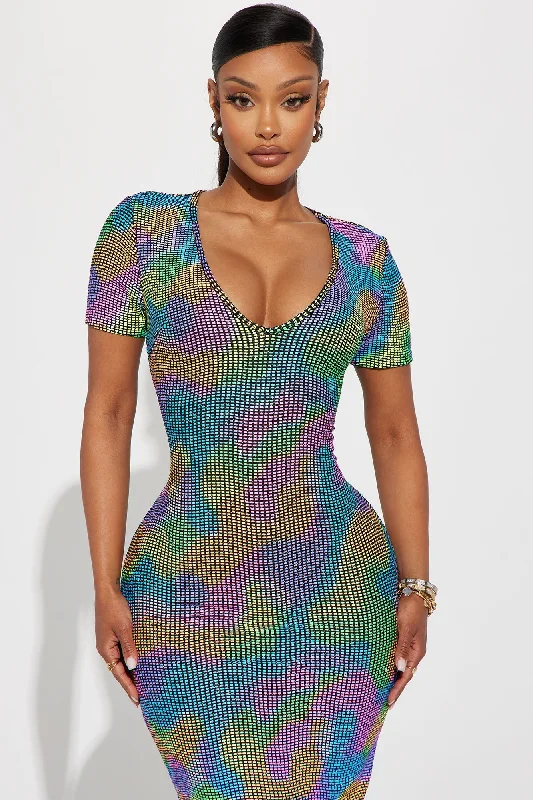 Great Illusion Midi Dress - Multi Color