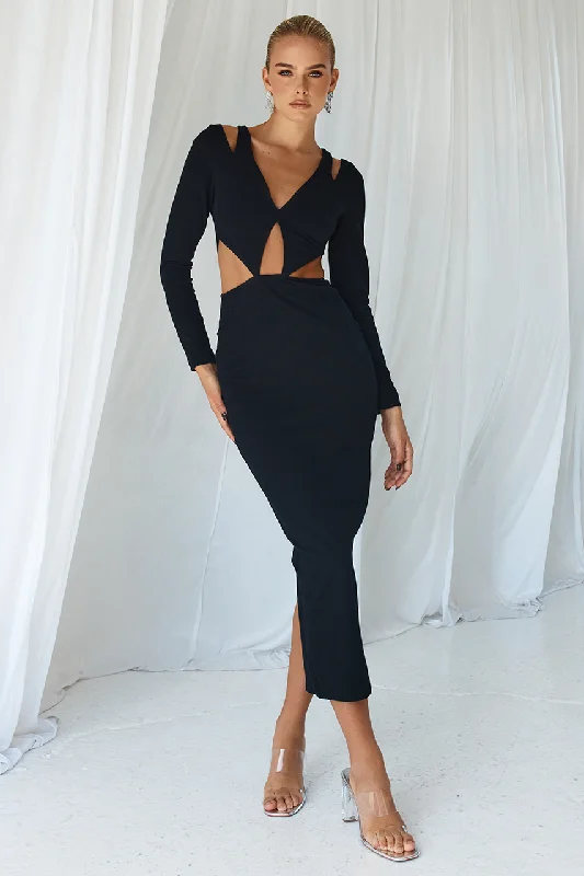 IMOGEN MIDI DRESS - BLACK