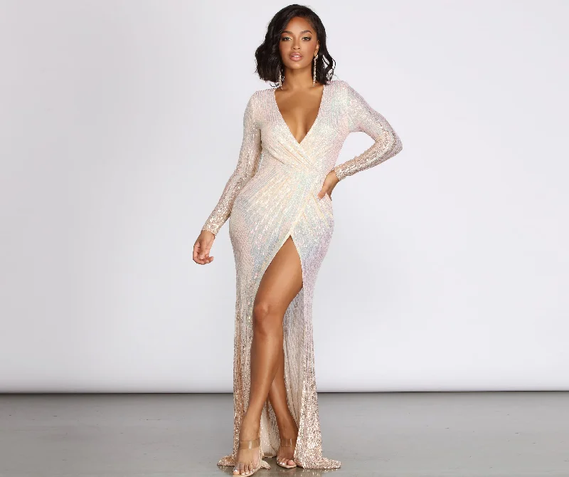 Kenia Ombre Sequin Wrap Dress