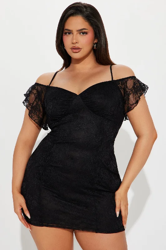 Kept Secrets Lace Mini Dress - Black