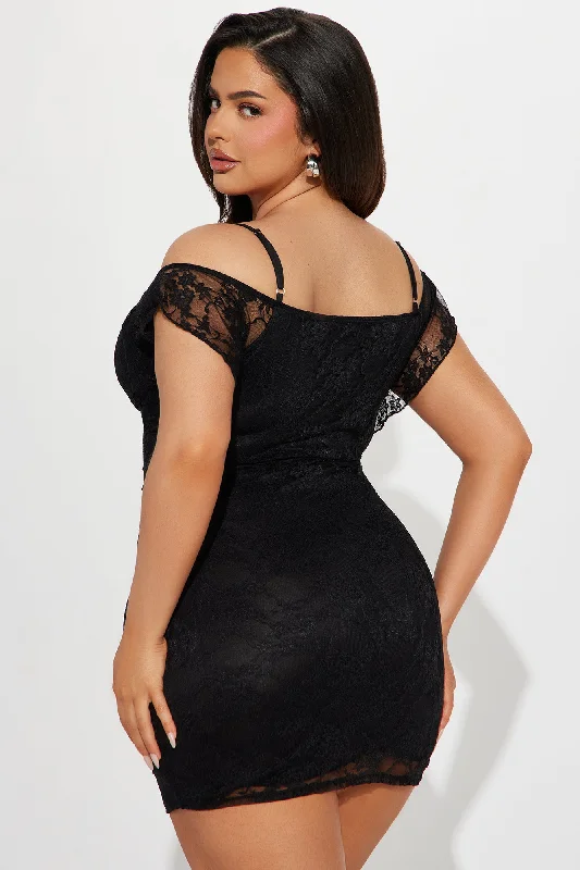 Kept Secrets Lace Mini Dress - Black