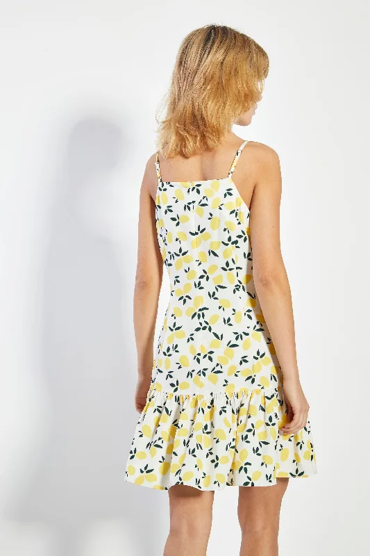 Glamorous Off White Lemon Print Shift Mini Dress