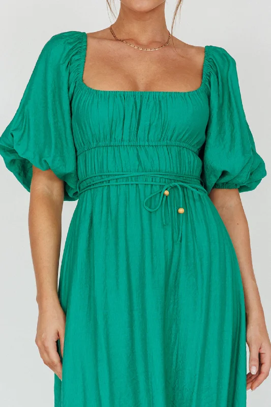 Lille Puff Sleeve Midi Dress Green