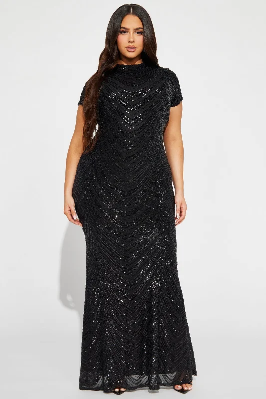 Meet On The Dancefloor Sequin Maxi Dress - Black