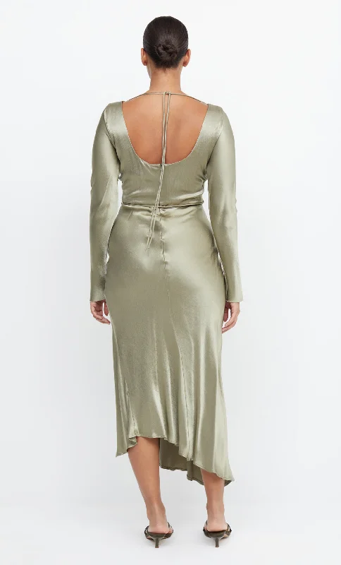 MOON DANCE LONG SLEEVE MAXI DRESS - SAGE