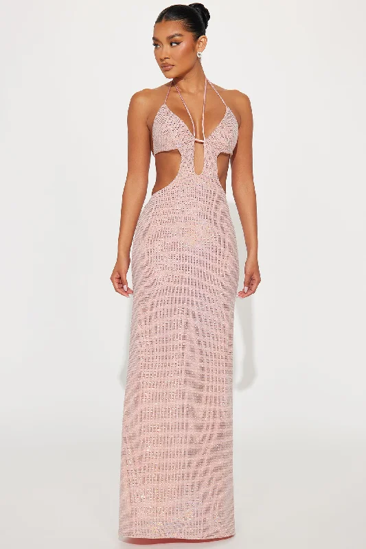 Moonbeam Metallic Gown - Blush