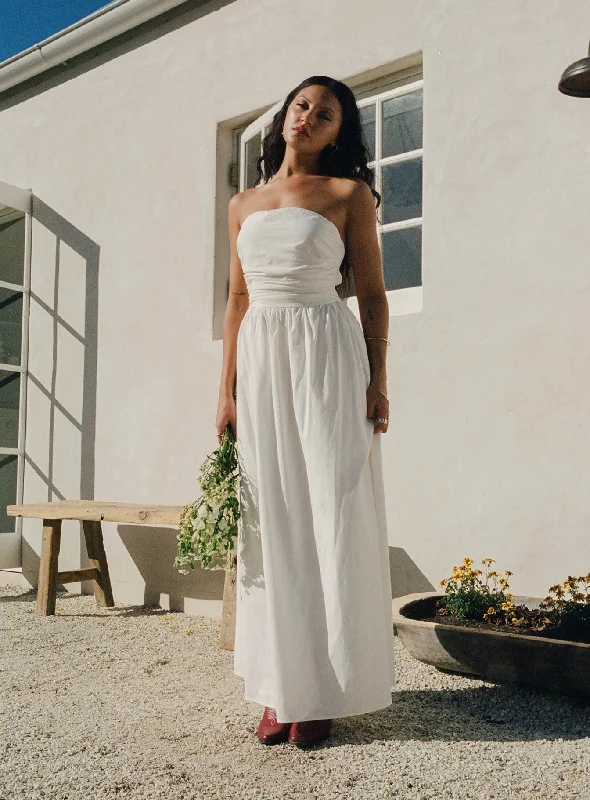 Nicia Strapless Maxi Dress White