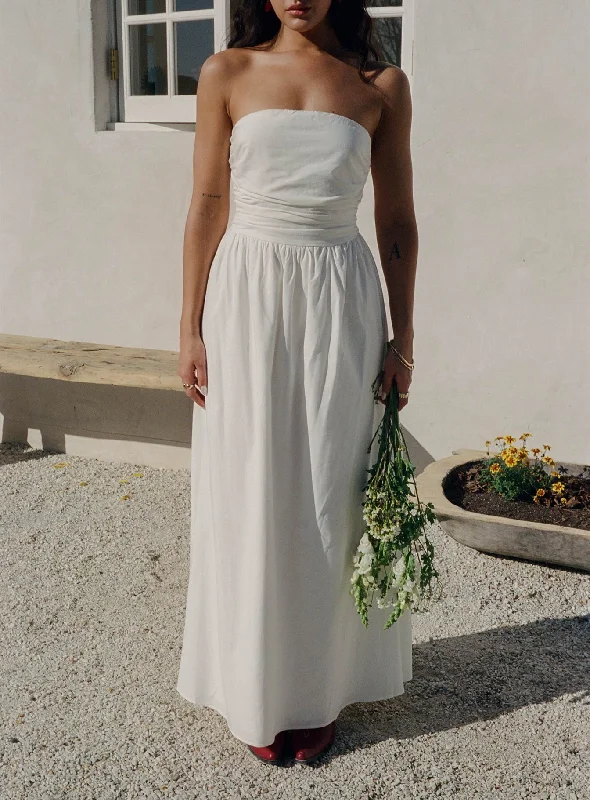 Nicia Strapless Maxi Dress White