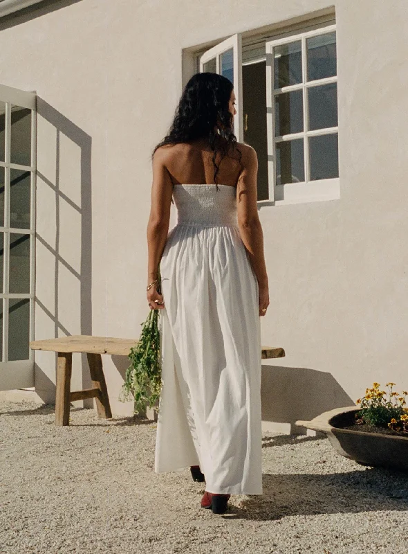 Nicia Strapless Maxi Dress White