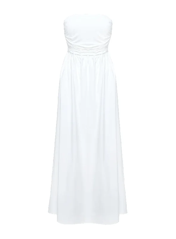 Nicia Strapless Maxi Dress White