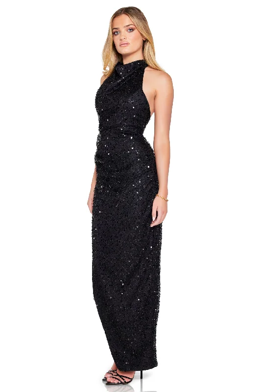 Nookie Gala Halter Gown - Black