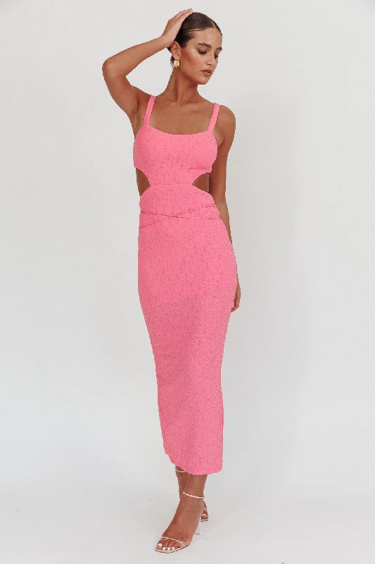 Piera Cut-Out Waist Maxi Dress Hot Pink