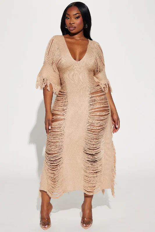 Rylee Sweater Midi Dress - Beige