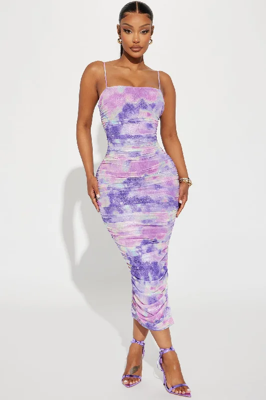 The Hamptons Mesh Midi Dress - Lavender