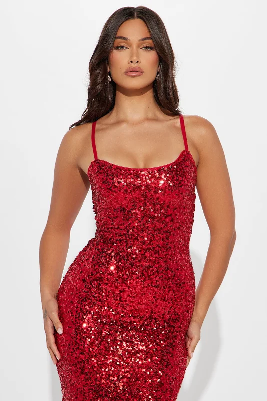 Tora Sequin Maxi Dress - Red