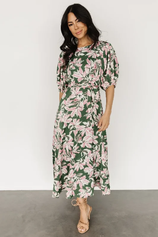 Tucson Midi Dress | Green + Pink